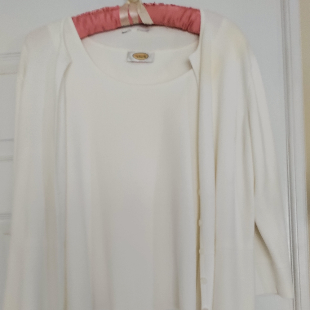 Talbot's white shell and cardigan, size large. Mint condition - I outgrew it!
